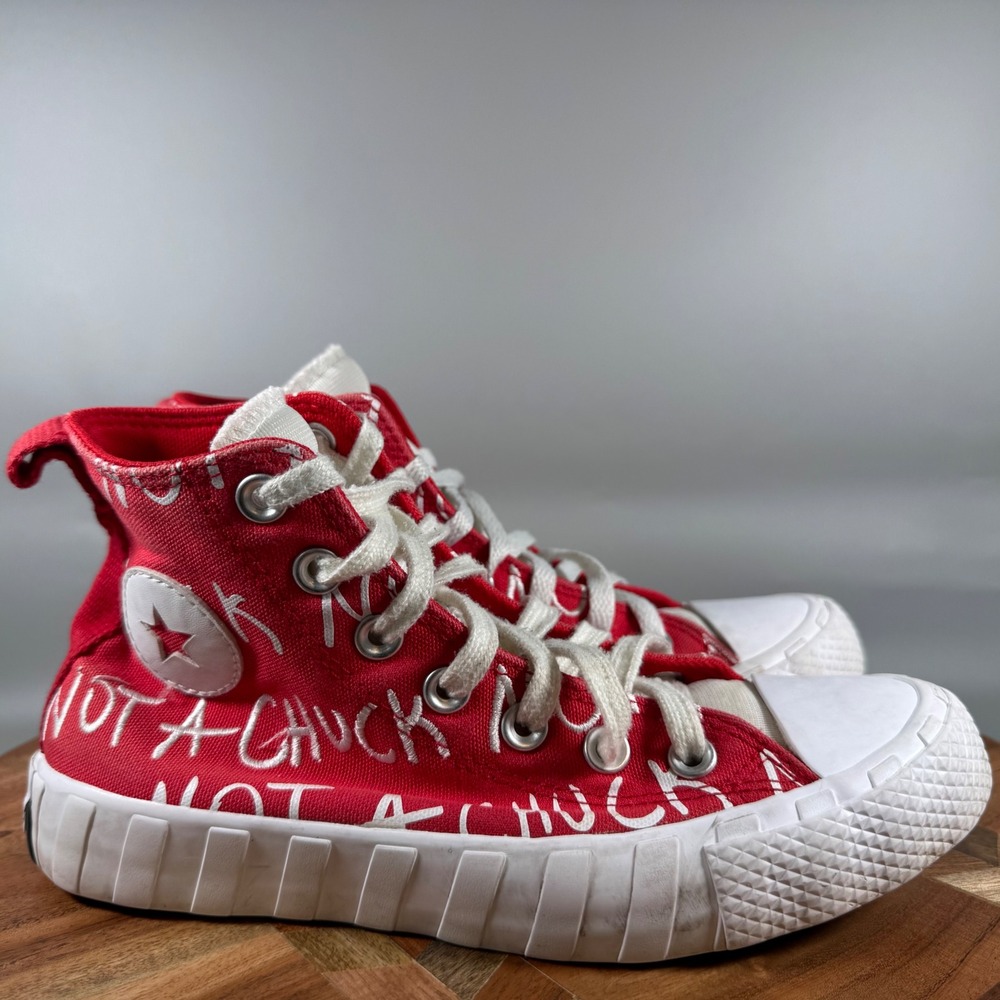 Converse Unt1tl3d Not A Chuck Red White Kids‎ High Top Sneakers 271965C Size 4Y